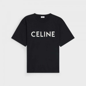 T-shirt Celine Loose In Coton Jersey Noir Blanche | CL-592793