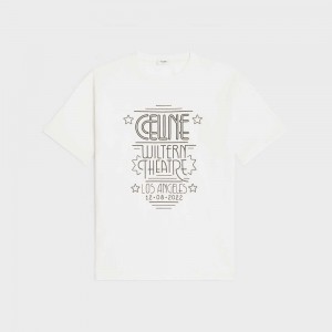 T-shirt Celine Wiltern In Coton Jersey Blanche Noir | CL-592786