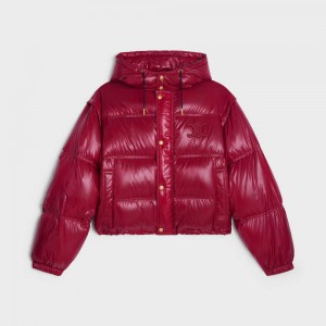 Vestes Celine Cropped Triomphe Down In Legere Nylon Bordeaux Clair | CL-592682