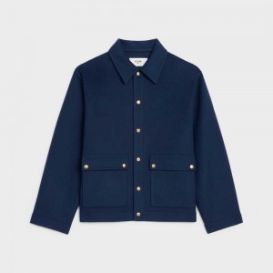 Vestes Celine Long Cardigan In Double Faced Cashmere Bleu Marine | CL-592647