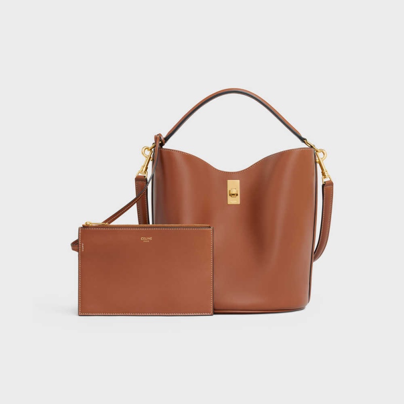 16 Celine Bucket Bag In Smooth Calfskin Marron | CL-593256