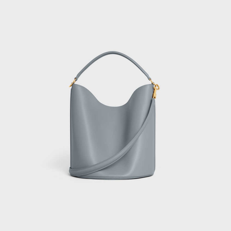 16 Celine Bucket Bag In Smooth Calfskin Bleu Grise | CL-593255