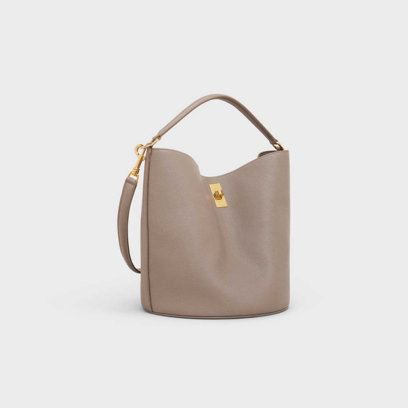 16 Celine Bucket Bag In Supple Grained Calfskin Grise | CL-593257