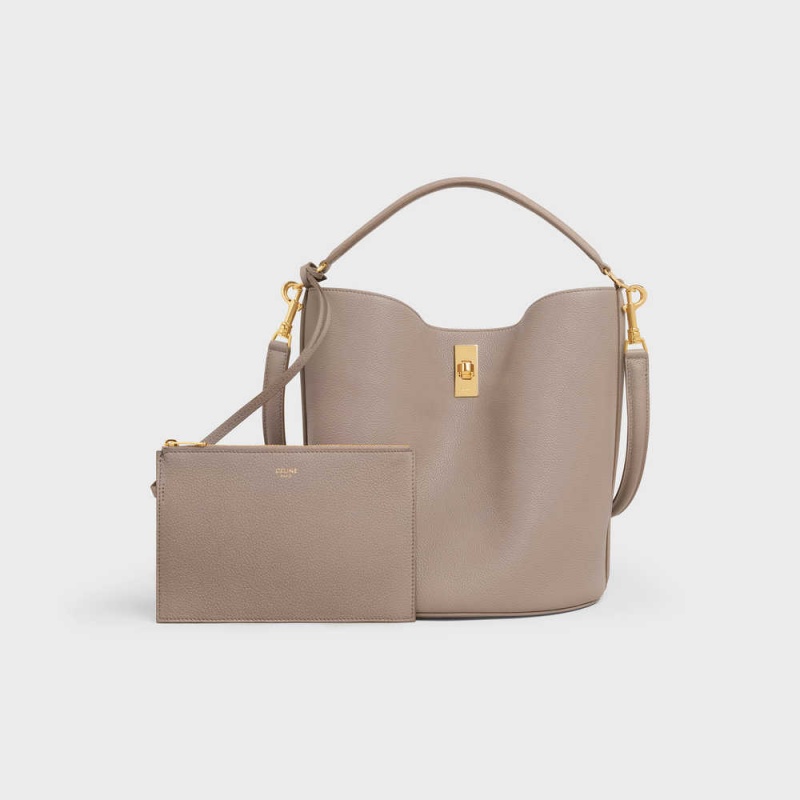 16 Celine Bucket Bag In Supple Grained Calfskin Grise | CL-593257