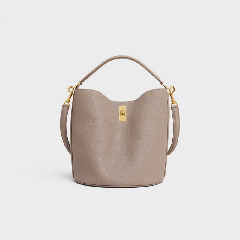 16 Celine Bucket Bag In Supple Grained Calfskin Grise | CL-593257