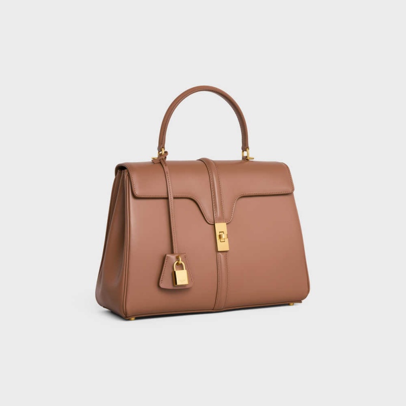 16 Celine Classique Bag In Satinated Calfskin Marron | CL-593281