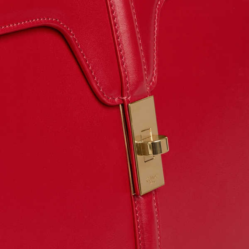 16 Celine Classique Bag In Satinated Calfskin Rouge | CL-593280