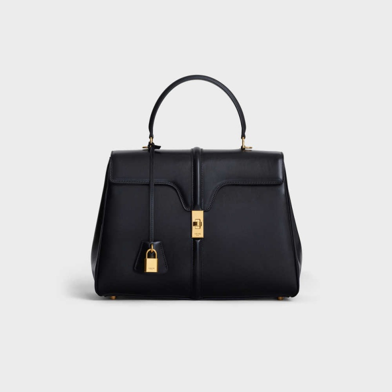 16 Celine Classique Bag In Satinated Calfskin Noir | CL-593278