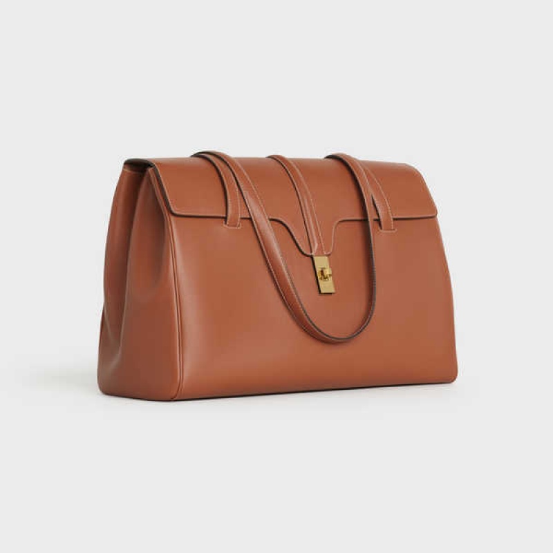 16 Celine Large Soft Bag In Smooth Calfskin Marron | CL-593266