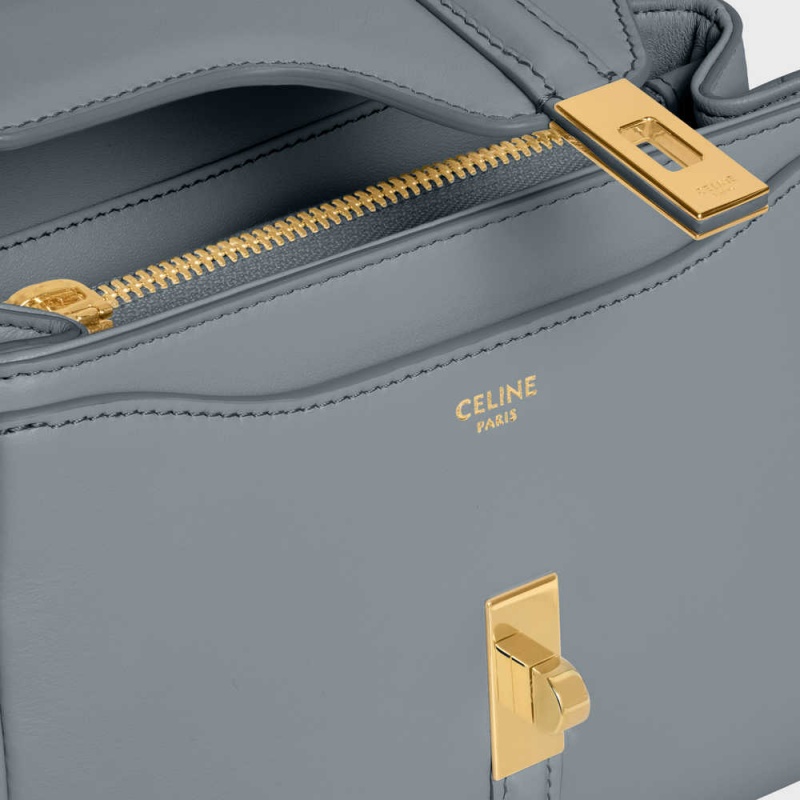 16 Celine Mini In Satinated Calfskin Bleu Grise | CL-593269