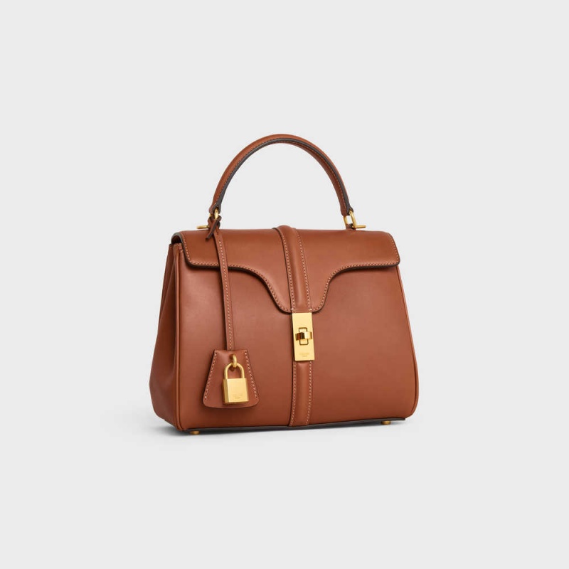 16 Celine Small Bag In Natural Calfskin Marron | CL-593276