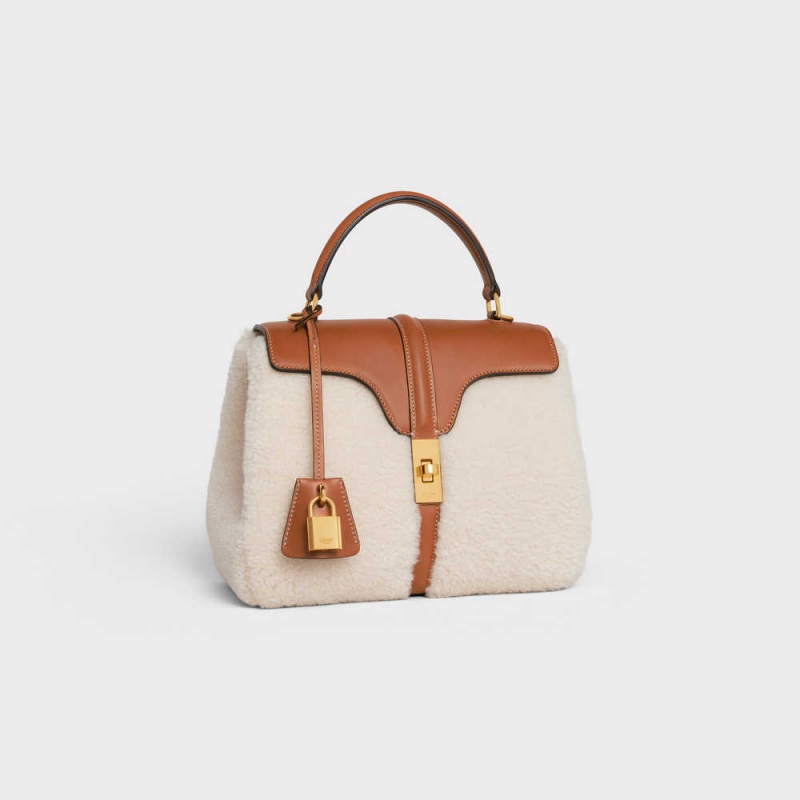 16 Celine Small Bag In Shearling And Natural Calfskin Beige Marron | CL-593277