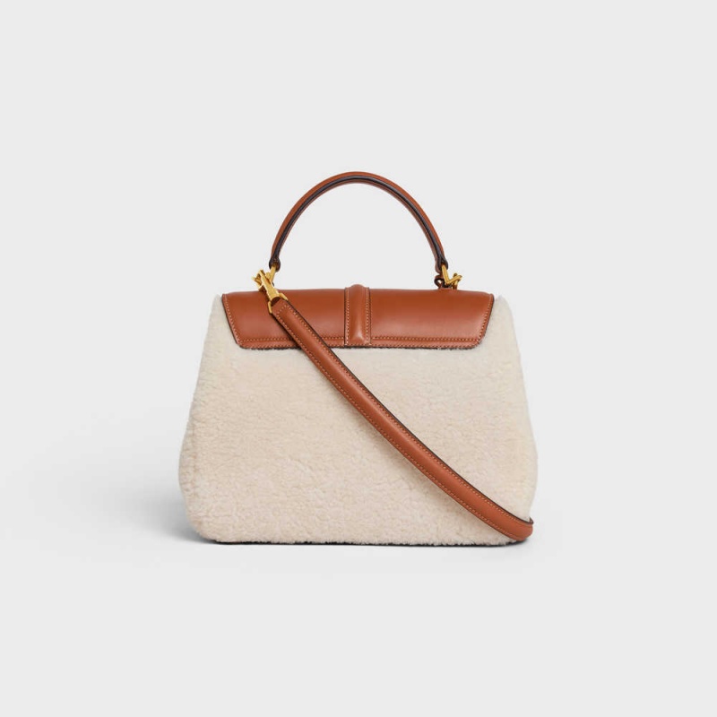 16 Celine Small Bag In Shearling And Natural Calfskin Beige Marron | CL-593277