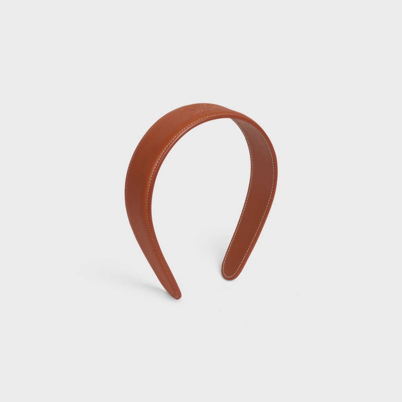 Accessoires Pour Cheveux Celine Cuir Triomphe Headband In Calfskin Cuir Marron | CL-592332