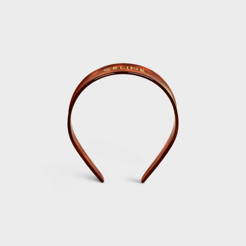 Accessoires Pour Cheveux Celine Headband In Blond Havana Acetate And Brass With Gold Finish Doré | CL-592337