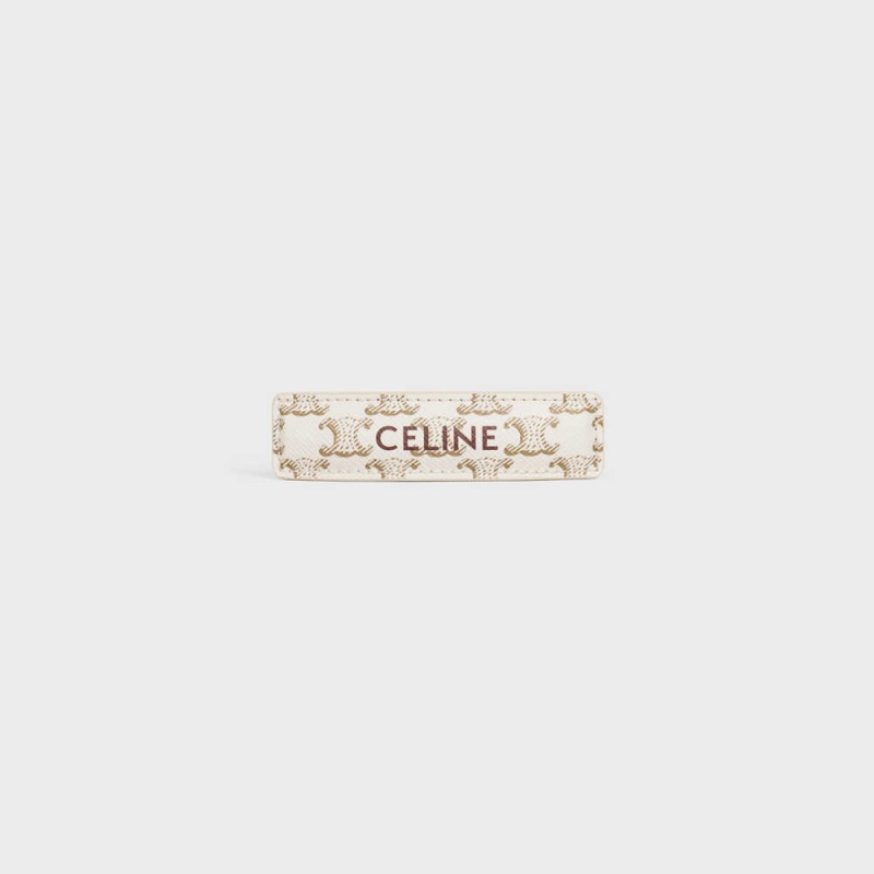 Accessoires Pour Cheveux Celine Triomphe Tela Hair Clip In Calfskin Doré Blanche | CL-592335