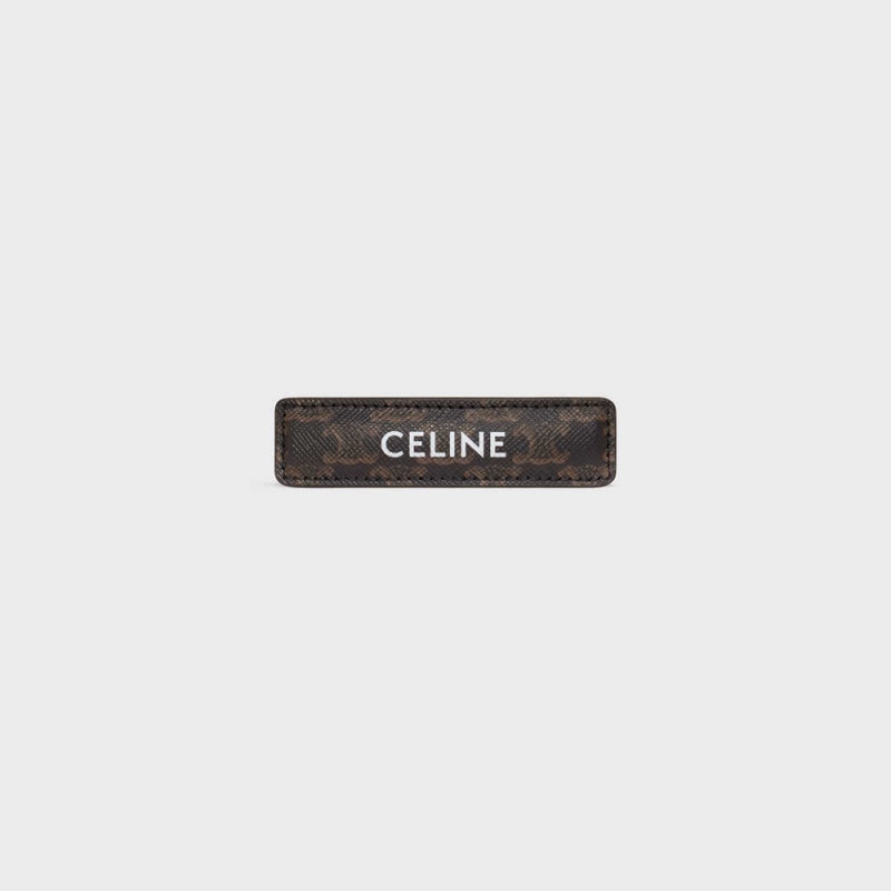 Accessoires Pour Cheveux Celine Triomphe Tela Hair Clip In Calfskin Doré Marron | CL-592334
