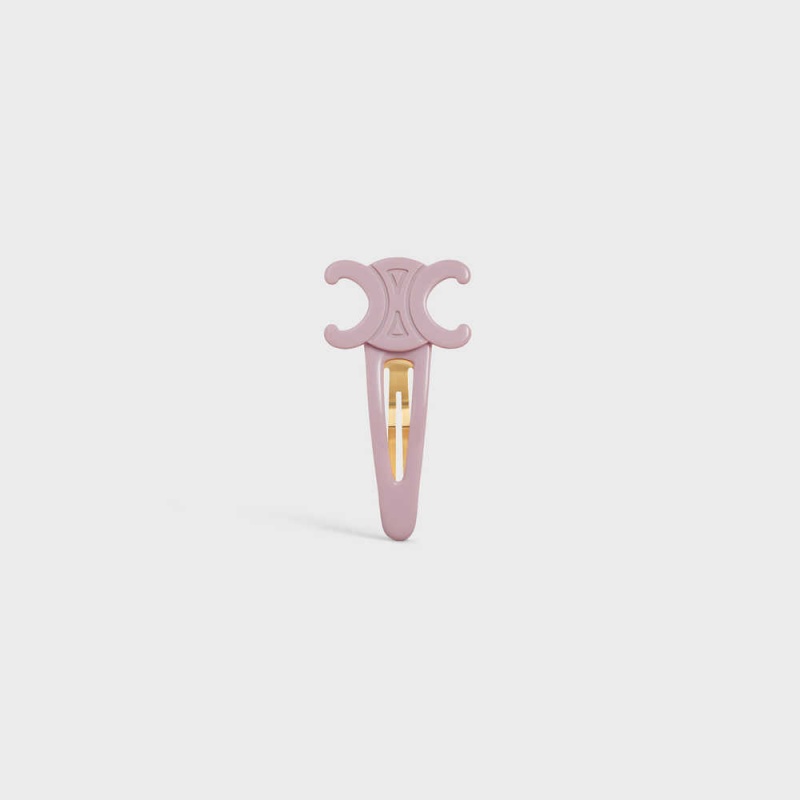 Accessoires Pour Cheveux Celine Triomphe Large Snap Hair Clip In Acetate And Steel With Gold Finish Rose Doré | CL-592315