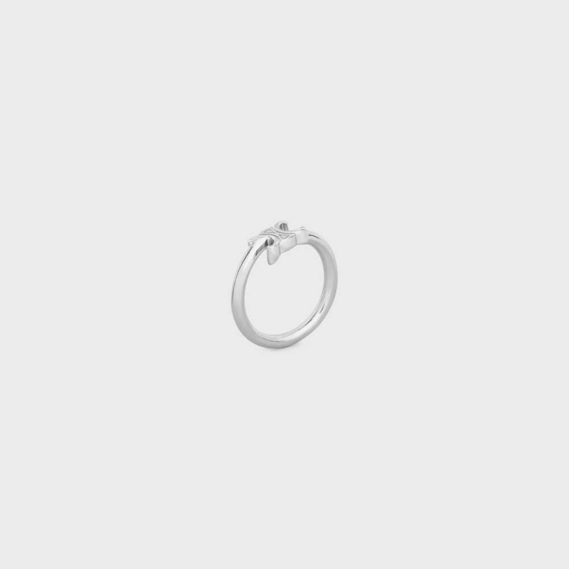 Bagues Celine Triomphe Asymmetric In Brass With Rhodium Finish Argent | CL-592183