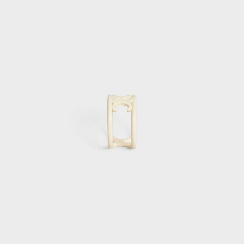 Bagues Celine Triomphe In Varnished Brass Blanche | CL-592185