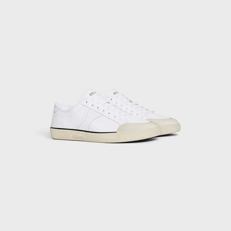 Basket Celine As-01 Low Dentelle-up Alan In Calfskin Blanche | CL-591896