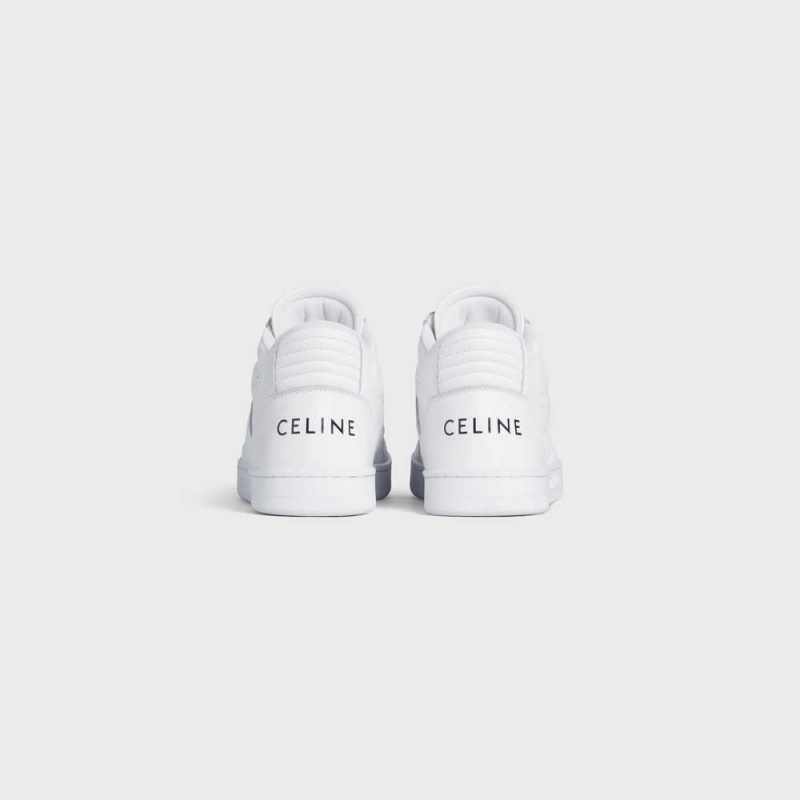 Basket Celine C02 Trainer Mid With Scratch In Calfskin Blanche | CL-592544