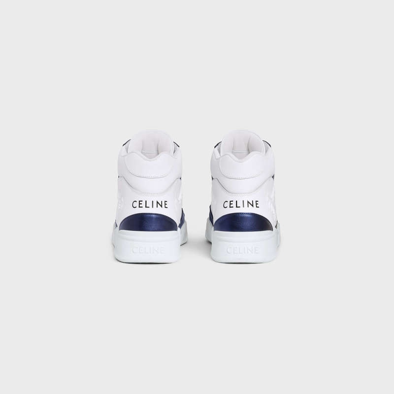 Basket Celine C06 High In Calfskin & Metallic Calfskin Blanche Bleu | CL-591908