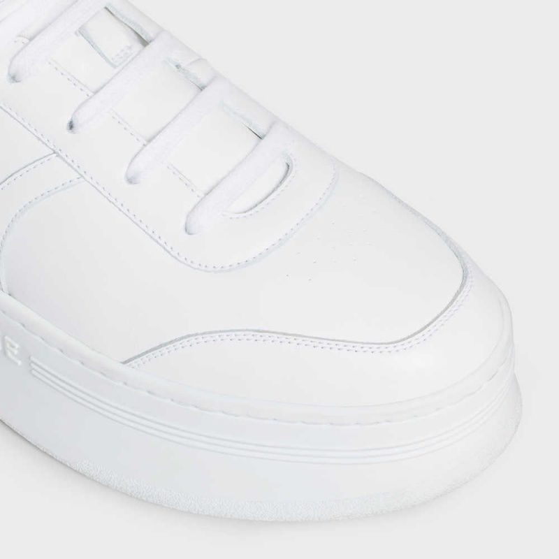 Basket Celine Mid Block Sneakers With Velcro And Wedge In Calfskin Blanche | CL-592545