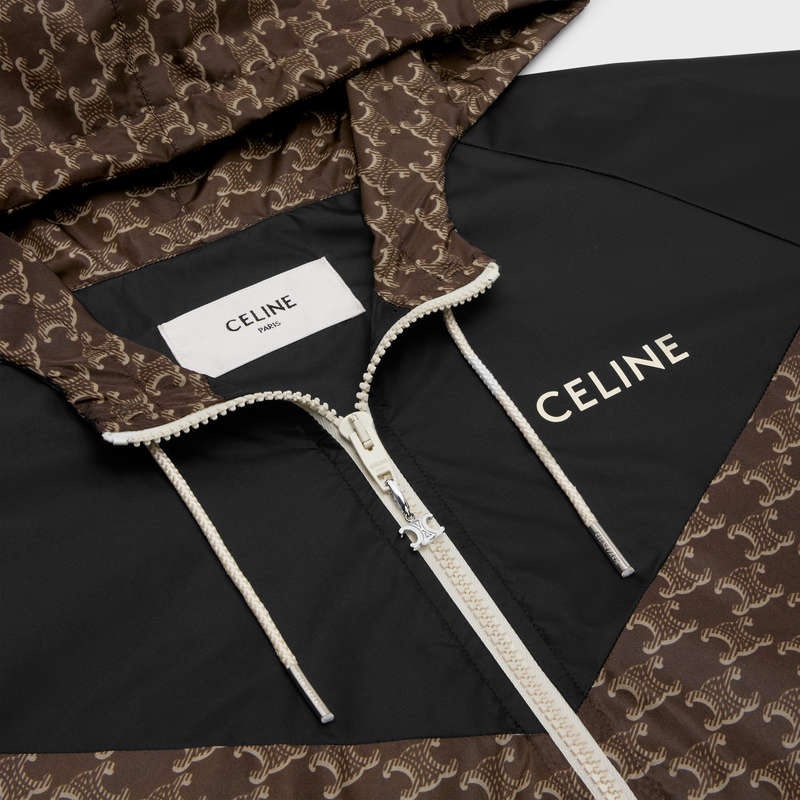 Blousons Celine Blouson In Monogram Nylon Beige Noir | CL-591954