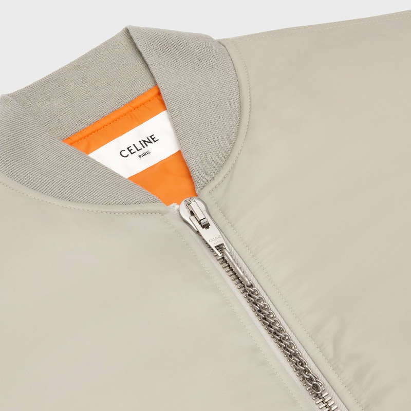 Blousons Celine Bomber In Nylon Twill Grise Clair | CL-591959