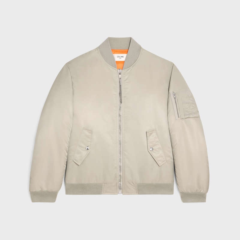 Blousons Celine Bomber In Nylon Twill Grise Clair | CL-591959