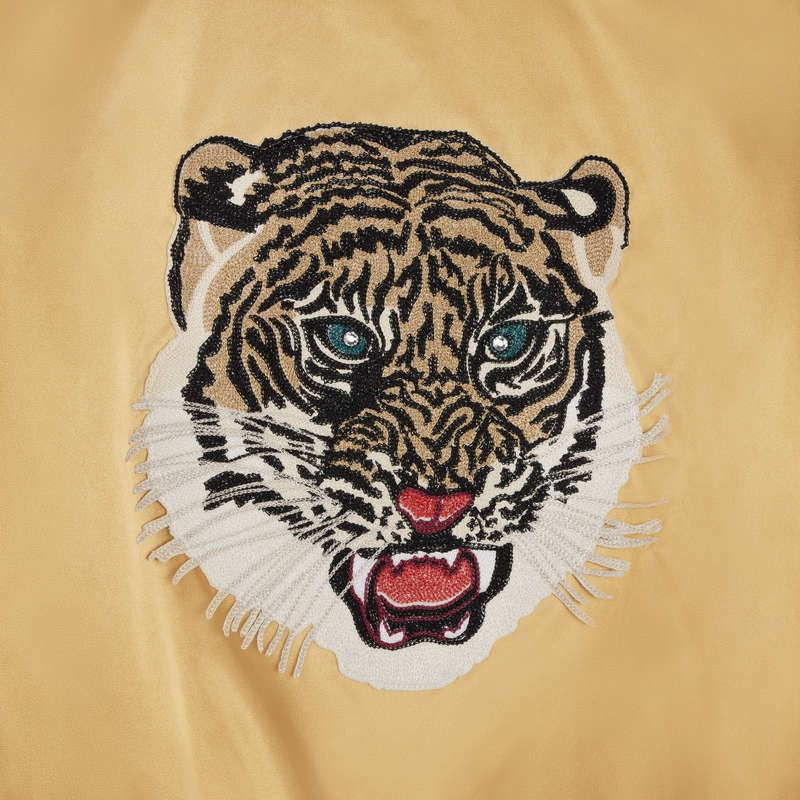 Blousons Celine Embroidered Tiger Teddy In Satin-finish Nylon Doré | CL-591942