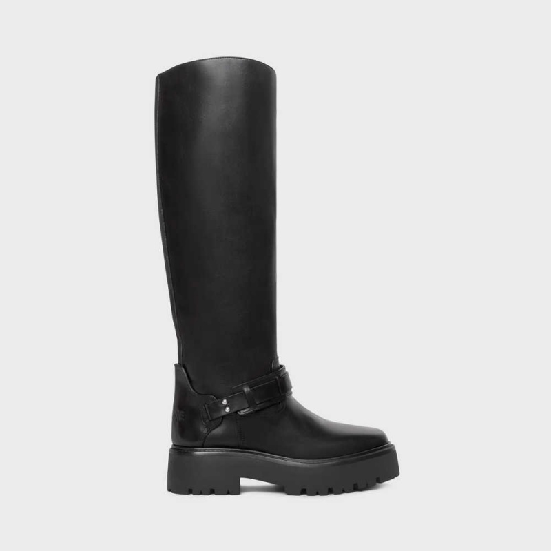 Botte Celine Bulky High With Harness In Calfskin Noir | CL-592513