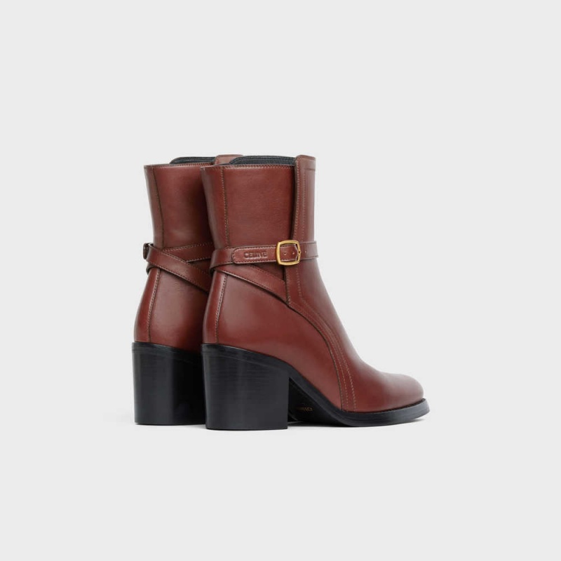 Botte Celine Condé Jodhpur In Calfskin Marron Foncé | CL-592495