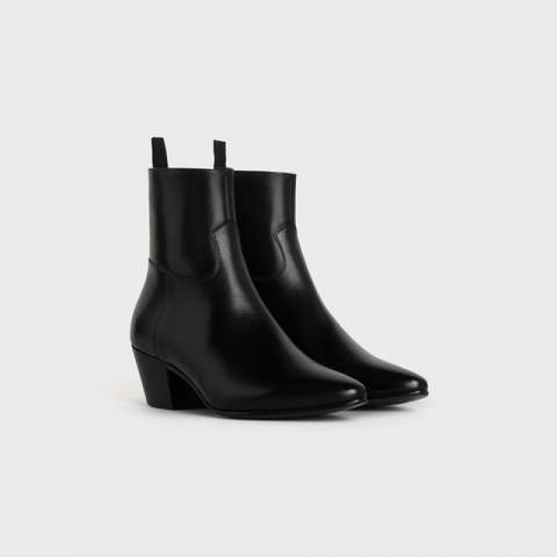 Botte Celine Jacno Zipped In Shiny Calfskin Noir | CL-591864