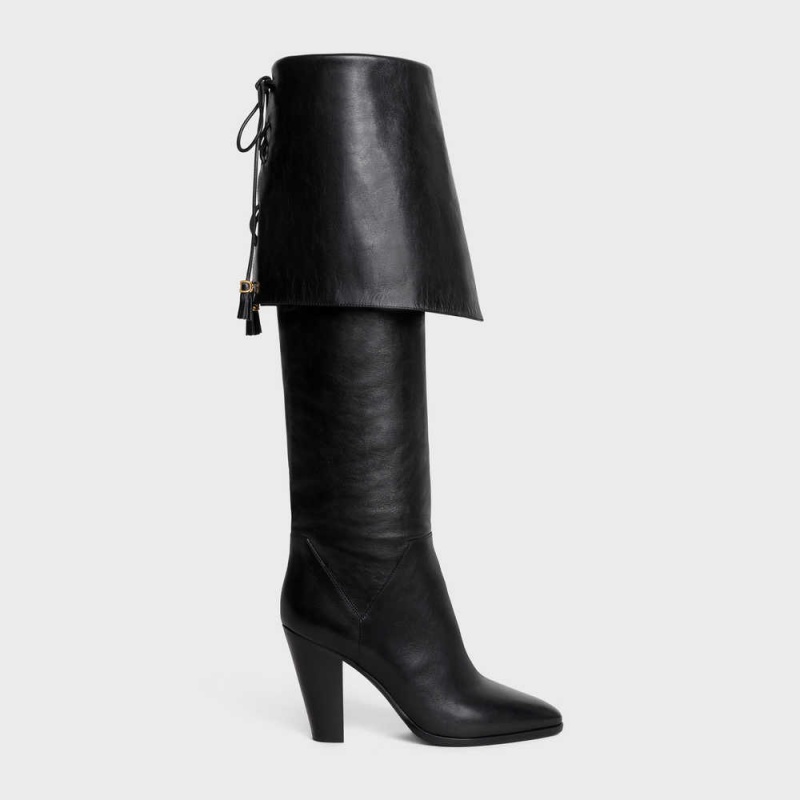 Botte Celine La Mousquetaire High Wiltern In Calfskin Noir | CL-592520