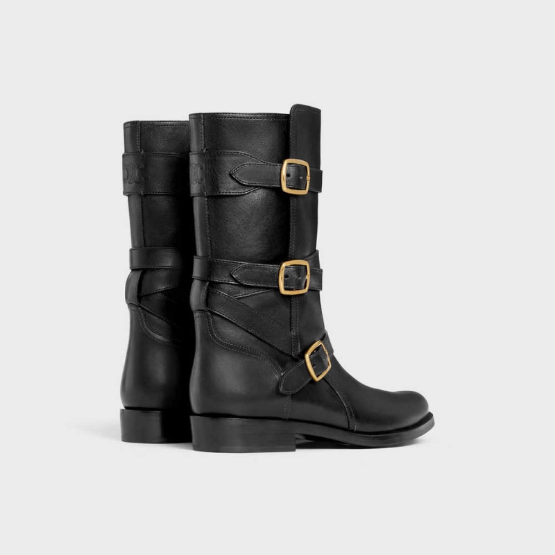 Botte Celine Lyra Triple Buckles In Calfskin Noir | CL-592500