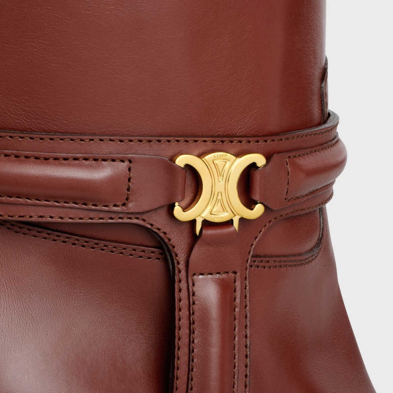 Botte Celine Verneuil Triomphe Harness Low In Calfskin Marron | CL-592492