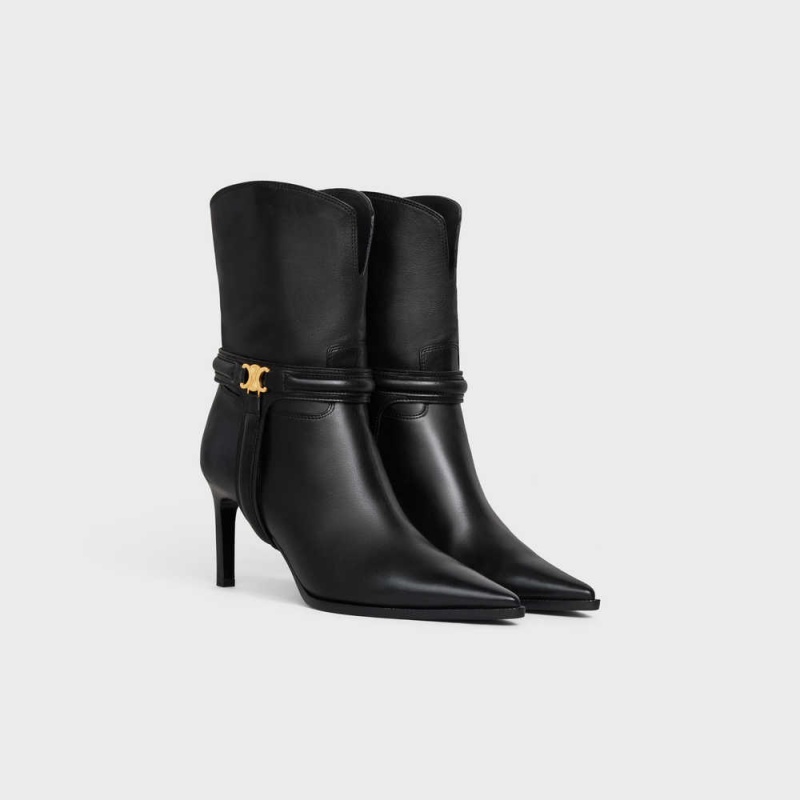 Botte Celine Verneuil Triomphe Harness Low In Calfskin Noir | CL-592491