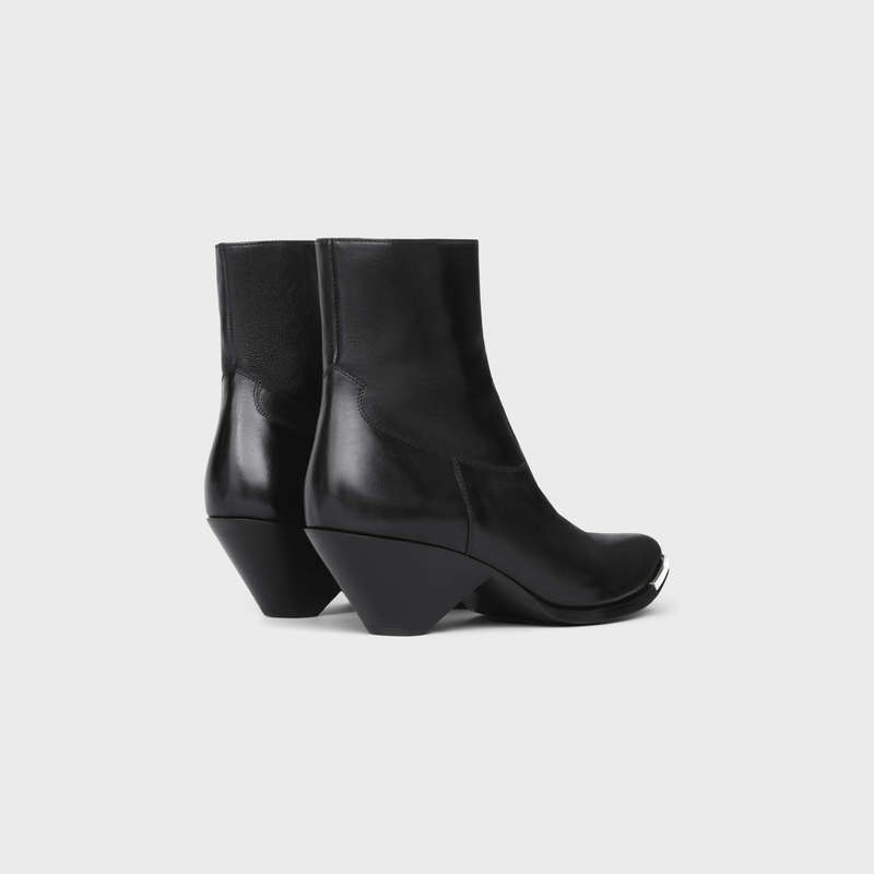 Botte Celine Zipped Conique With Metal Embout In Shiny Calfskin Noir | CL-591875