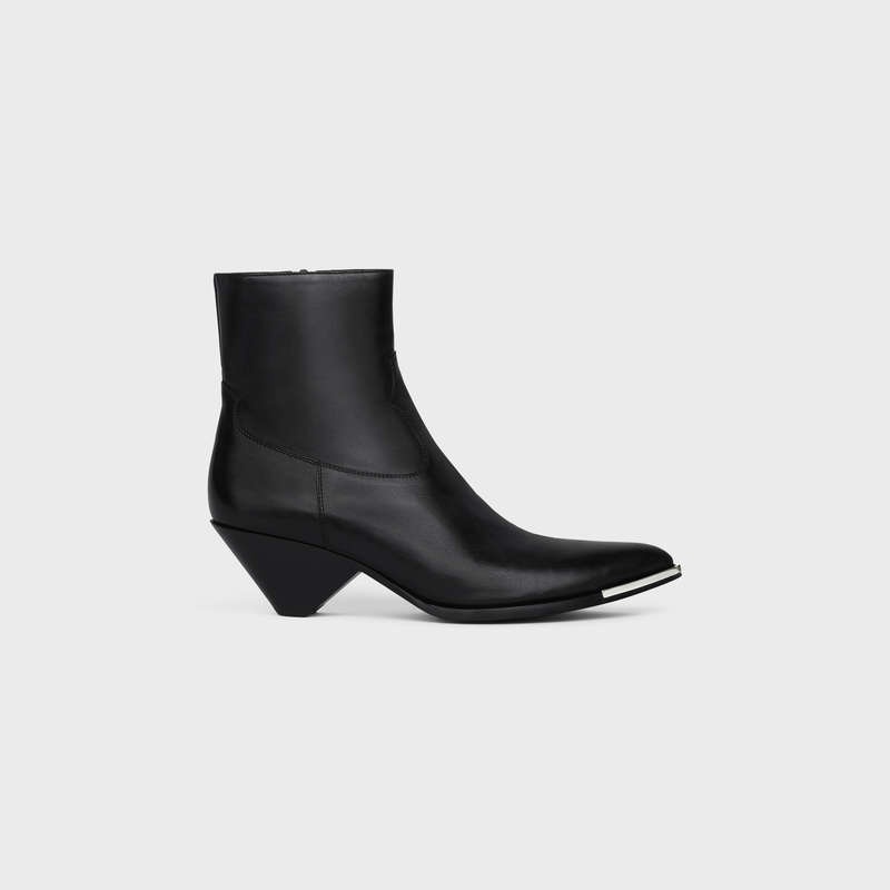 Botte Celine Zipped Conique With Metal Embout In Shiny Calfskin Noir | CL-591875