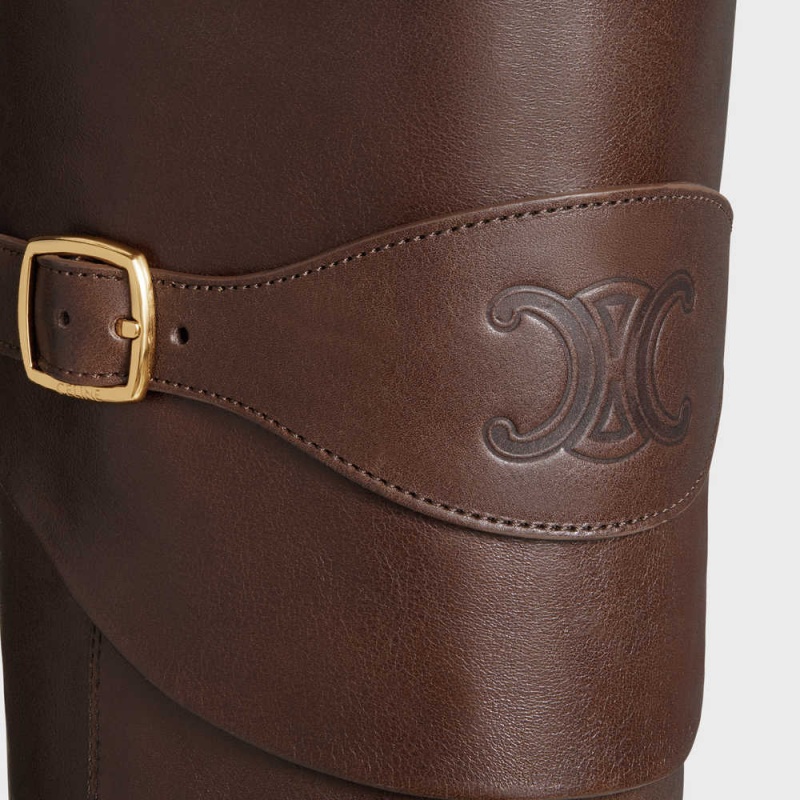 Botte Celine Équitation With Triomphe Wiltern In Calfskin Marron | CL-592516