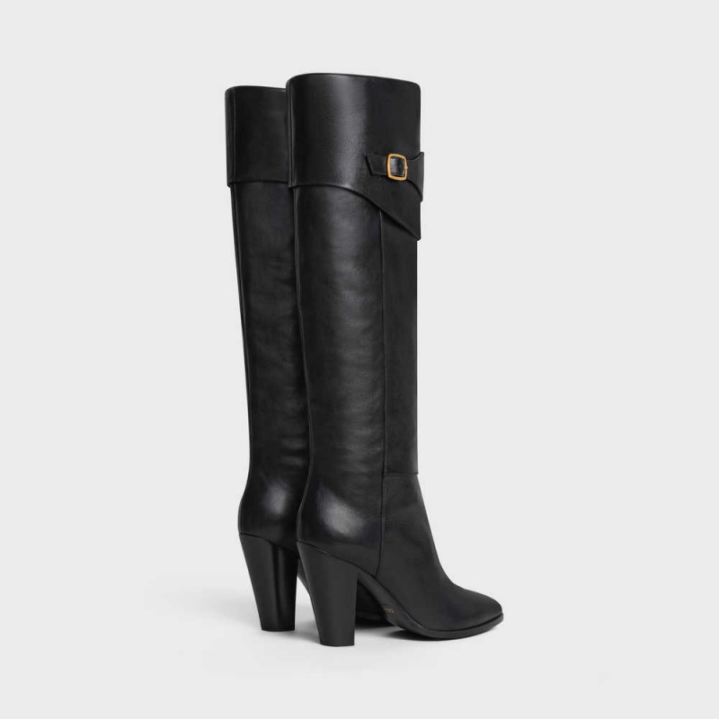 Botte Celine Équitation With Triomphe Wiltern In Calfskin Noir | CL-592515