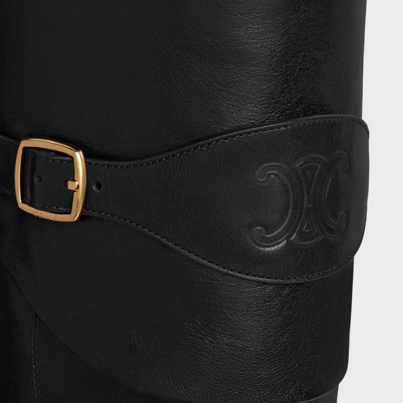 Botte Celine Équitation With Triomphe Wiltern In Calfskin Noir | CL-592515