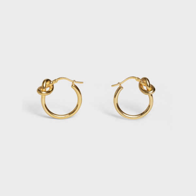 Boucles d\'Oreilles Celine Knot Small Hoops In Brass With Gold Finish Doré | CL-592311