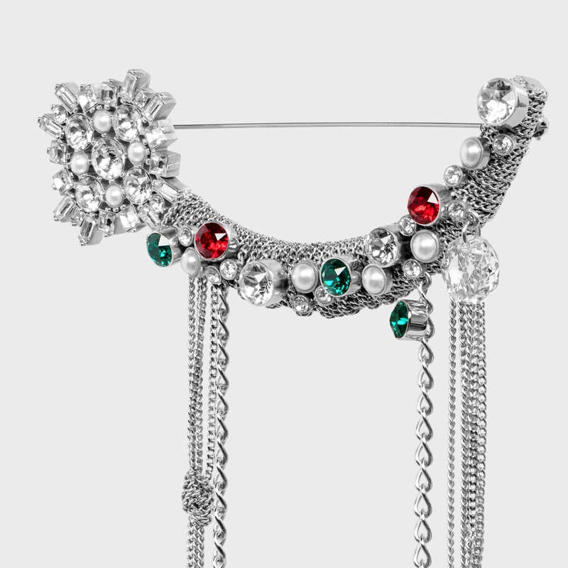 Boucles d'Oreilles Celine Les Pierres Star Brooch In Brass With Rhodium Finish Multicolore | CL-591675