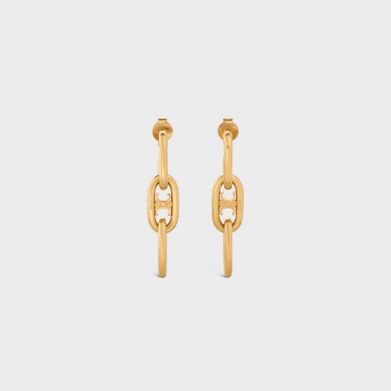 Boucles d\'Oreilles Celine Triomphe Dangling In Brass With Gold Finish Doré | CL-592309