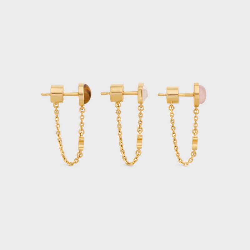 Boucles d'Oreilles Celine Triomphe Indie Set Of 3 In Brass With Gold Finish Doré | CL-592294