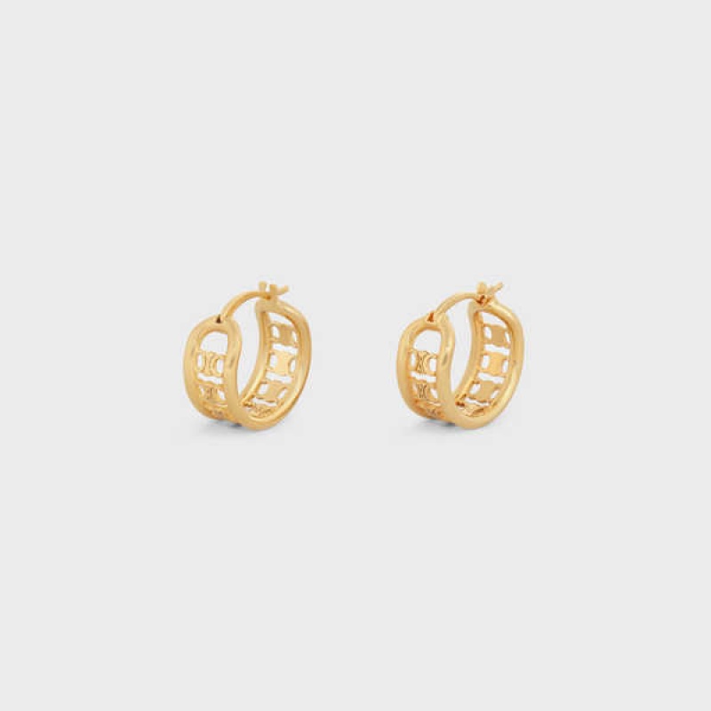 Boucles d'Oreilles Celine Triomphe Multi Hoops In Brass With Gold Finish Doré | CL-592305