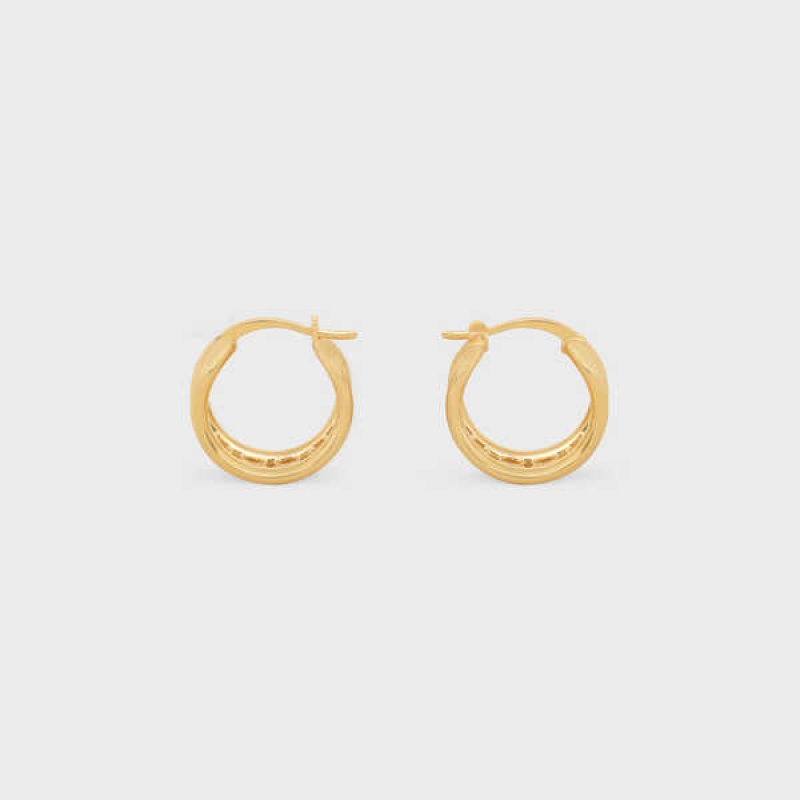 Boucles d\'Oreilles Celine Triomphe Multi Hoops In Brass With Gold Finish Doré | CL-592305